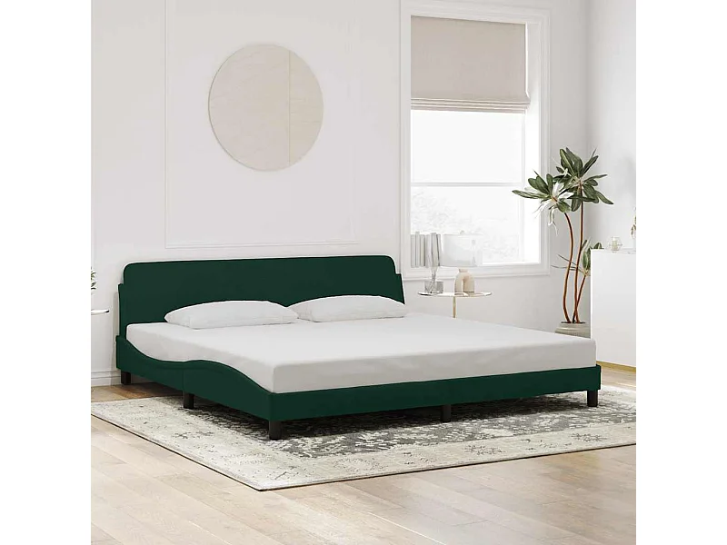 Estrutura de cama Dover 200x200 cm veludo verde-escuro
