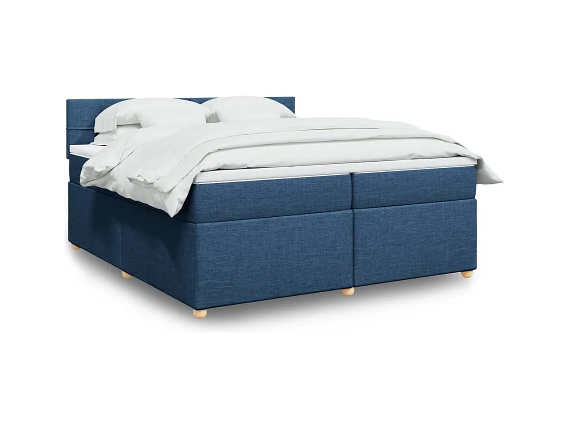 Sommier à lattes de lit avec matelas Bleu 200x200 cm Tissu