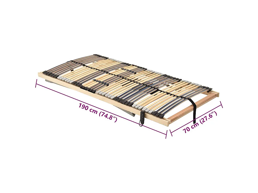 Somier de lamas Marrón 70 x 190 cm Madera de Haya Sólida