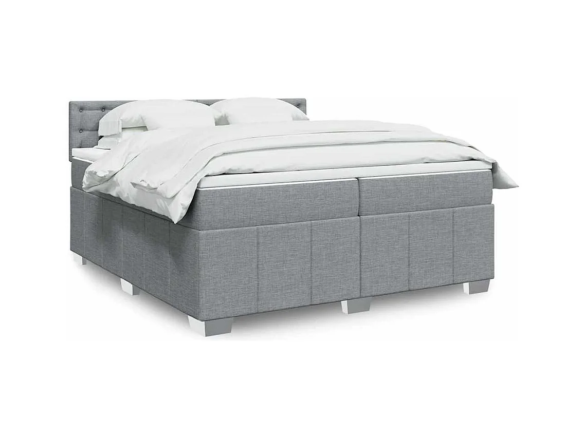 Sommier à lattes de lit avec matelas Gris clair 200x200cm Tissu