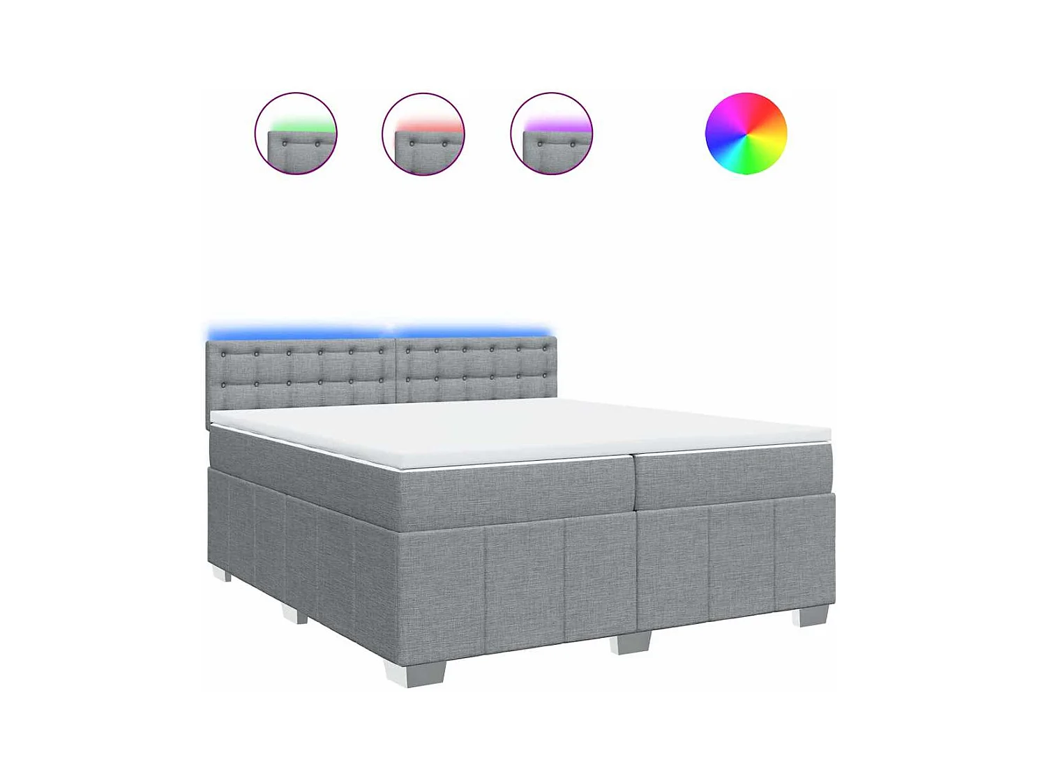 Sommier à lattes de lit avec matelas Gris clair 200x200cm Tissu