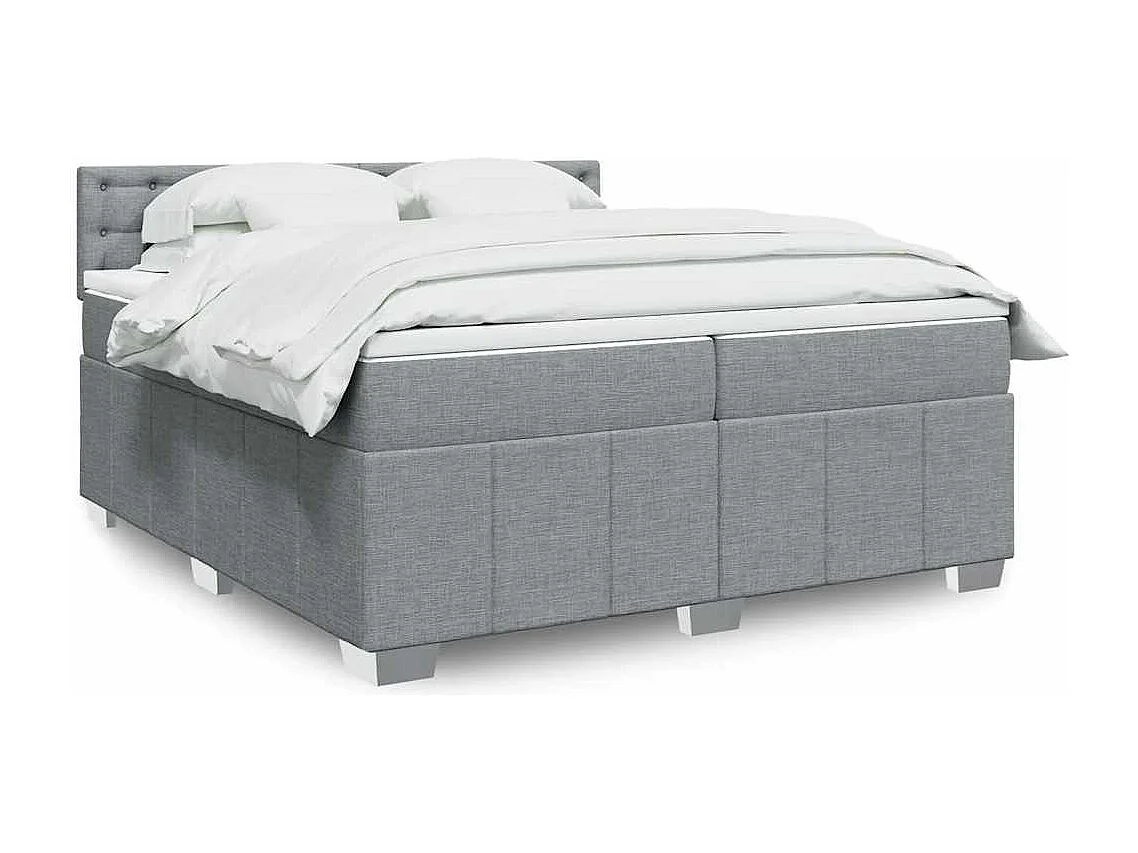 Sommier à lattes de lit avec matelas Gris clair 200x200cm Tissu