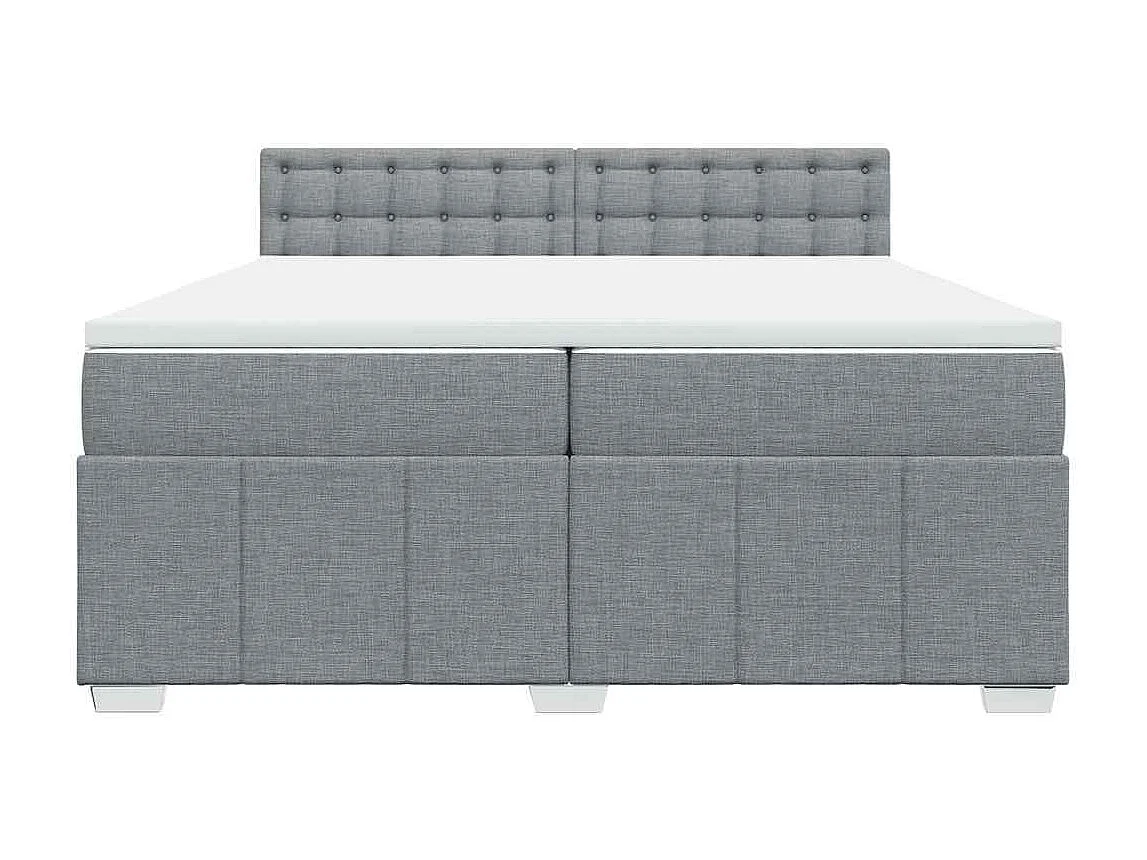 Sommier à lattes de lit avec matelas Gris clair 200x200cm Tissu