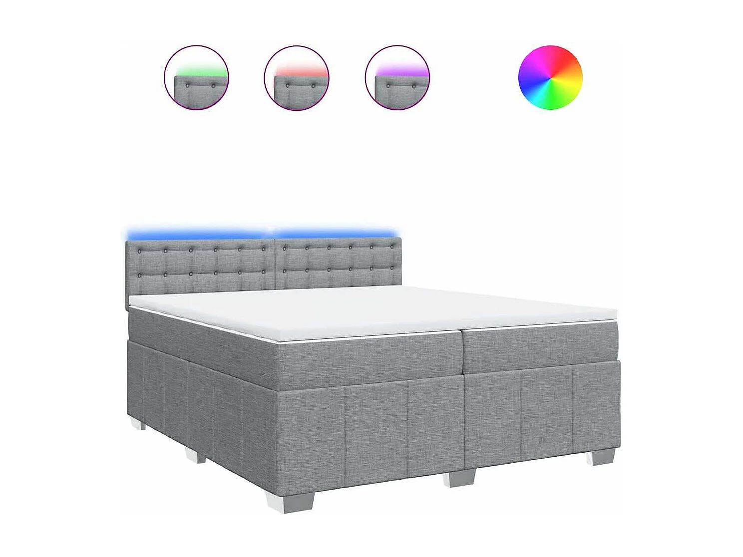 Boxspring met matras stof lichtgrijs 200x200 cm
