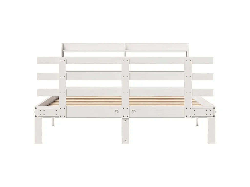 Estrutura de cama c/ cabeceira 150x200 cm pinho maciço branco