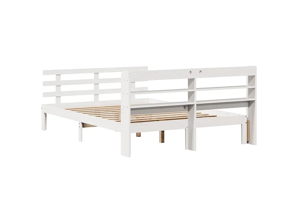 Estrutura de cama c/ cabeceira 150x200 cm pinho maciço branco