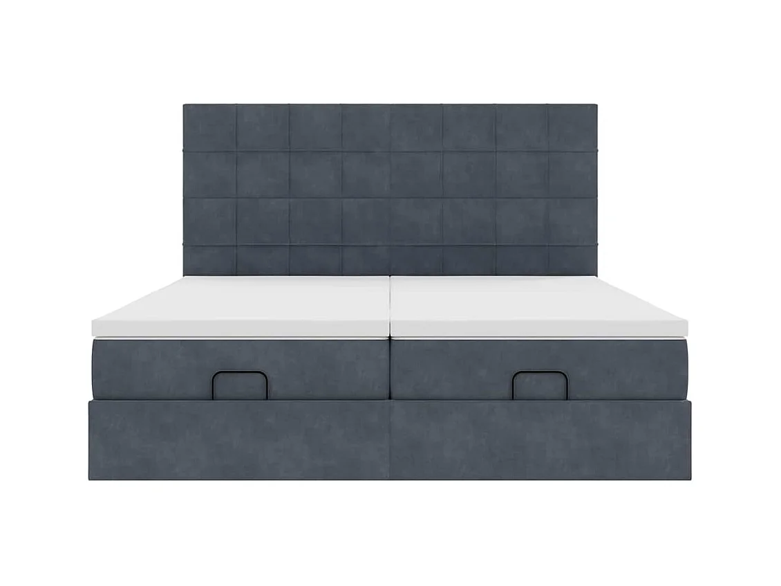 Cadre de lit ottoman avec matelas gris foncé 200x200 cm velours