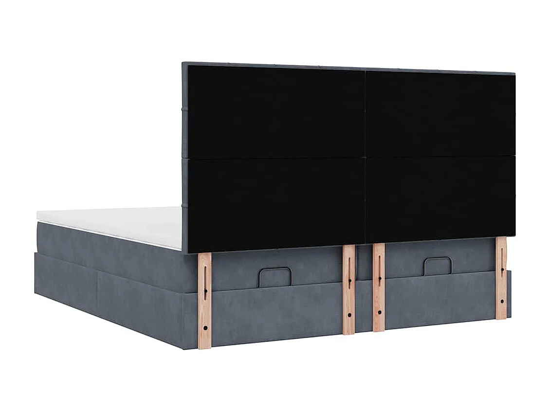 Cadre de lit ottoman avec matelas gris foncé 200x200 cm velours