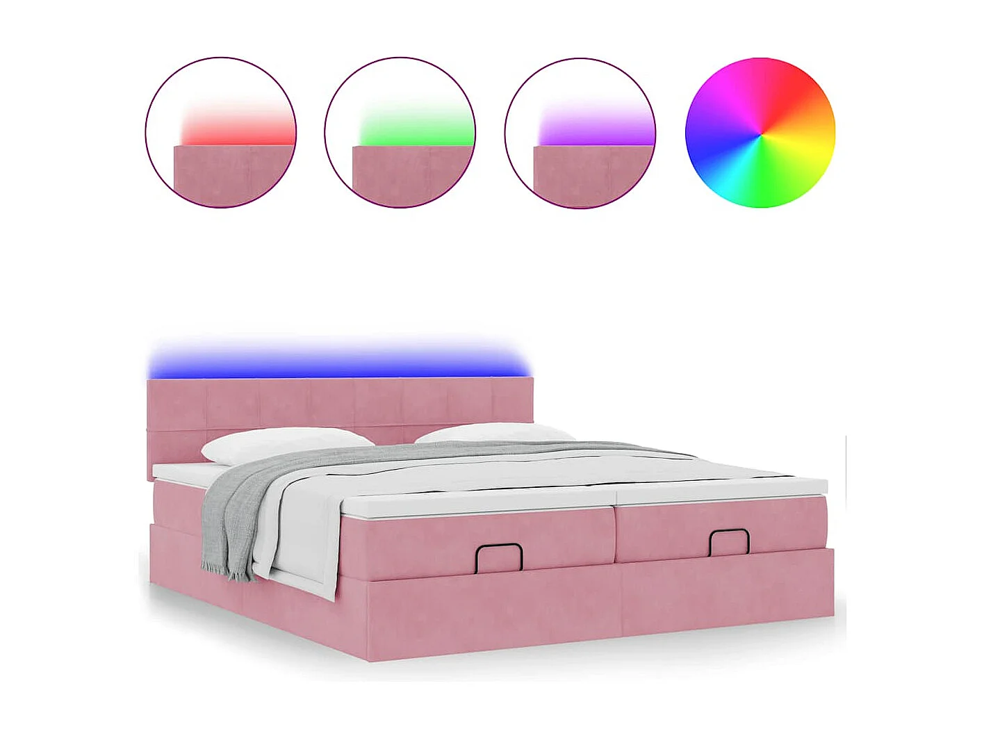 Ottoman bed met matrassen en LED's 200x200cm fluweel roze
