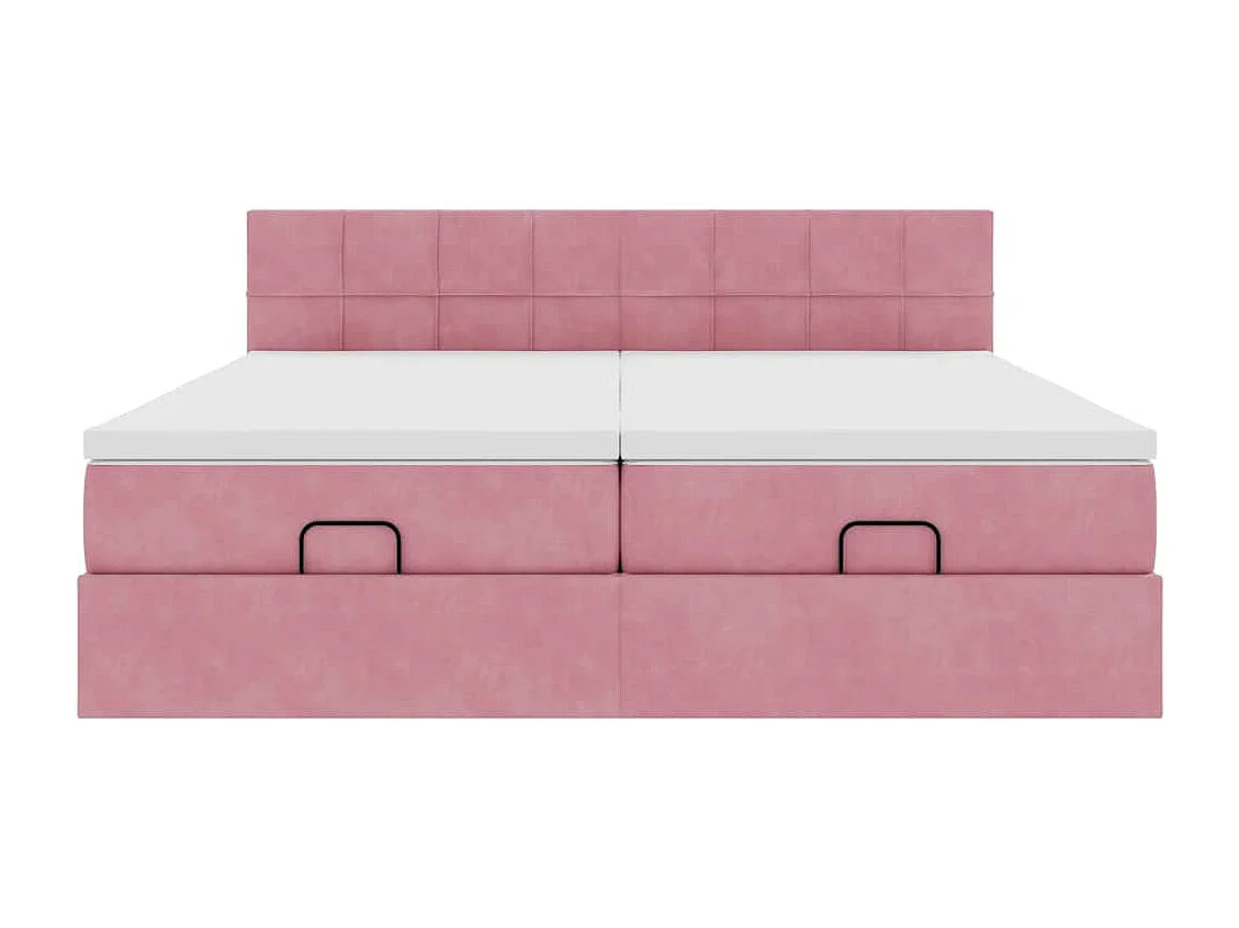 Ottoman bed met matrassen en LED's 200x200cm fluweel roze