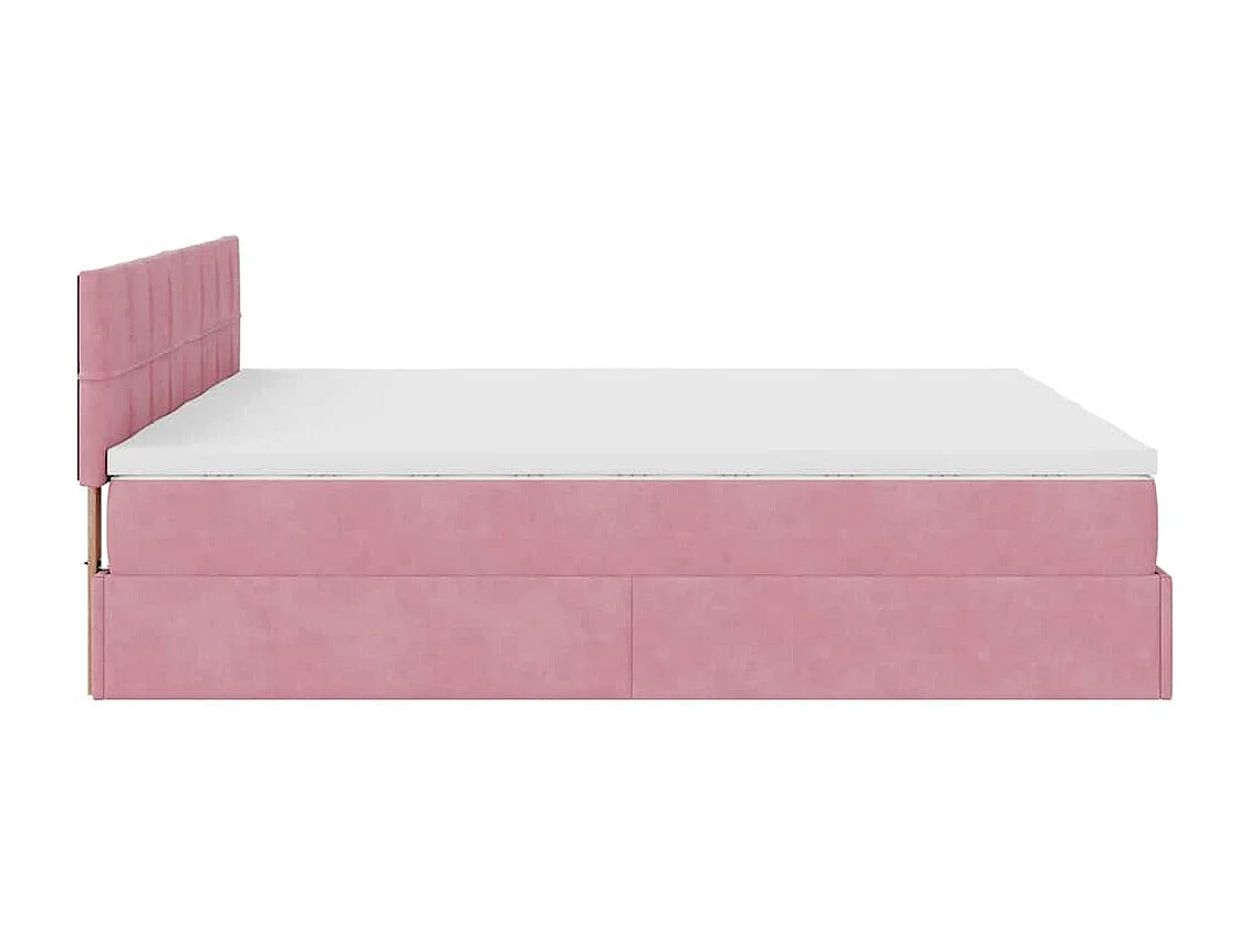 Ottoman bed met matrassen en LED's 200x200cm fluweel roze
