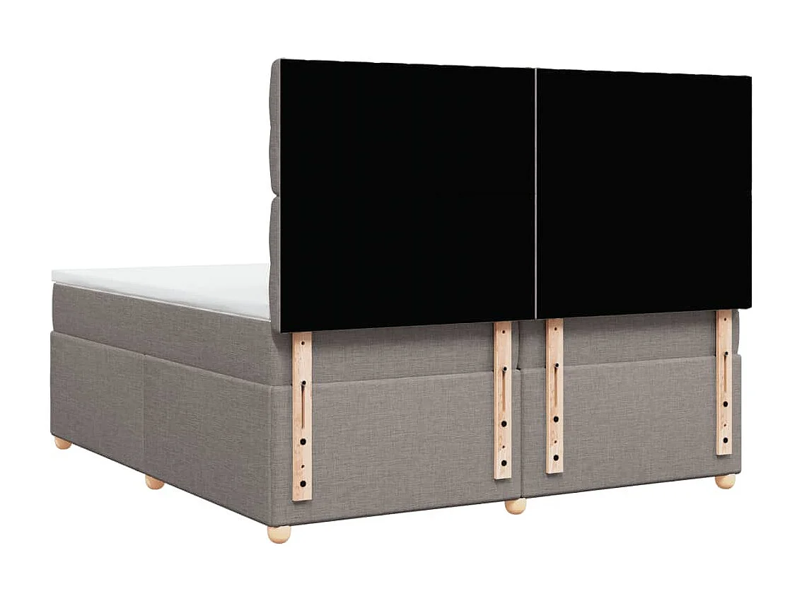 Cama com molas/colchão 200x200 cm tecido castanho-acinzentado