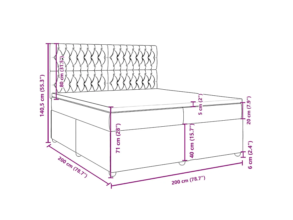 Sommier à lattes de lit avec matelas Taupe 200x200 cm Tissu