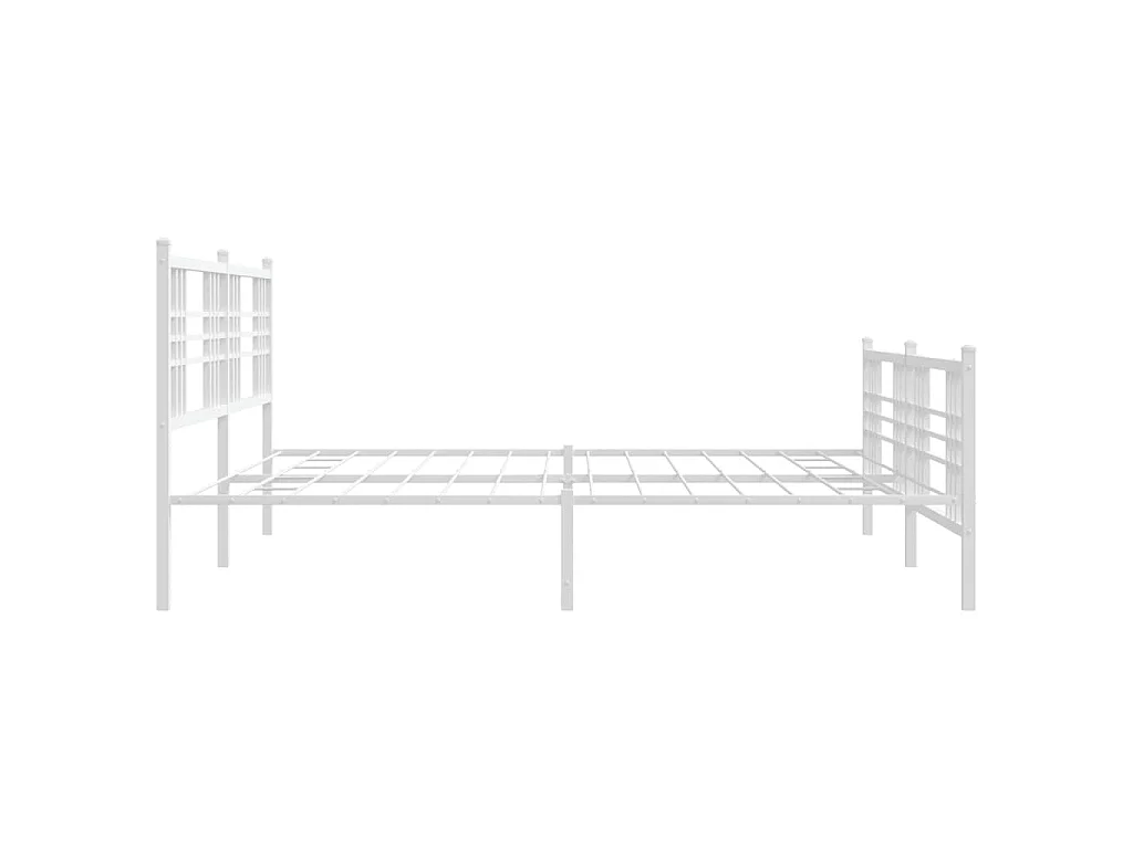 Cadre de lit métal sans matelas et pied de lit blanc 193x203 cm