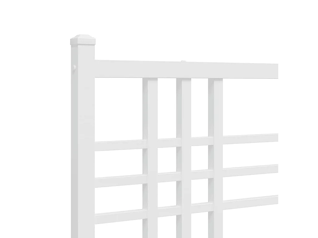 Cadre de lit métal sans matelas et pied de lit blanc 193x203 cm
