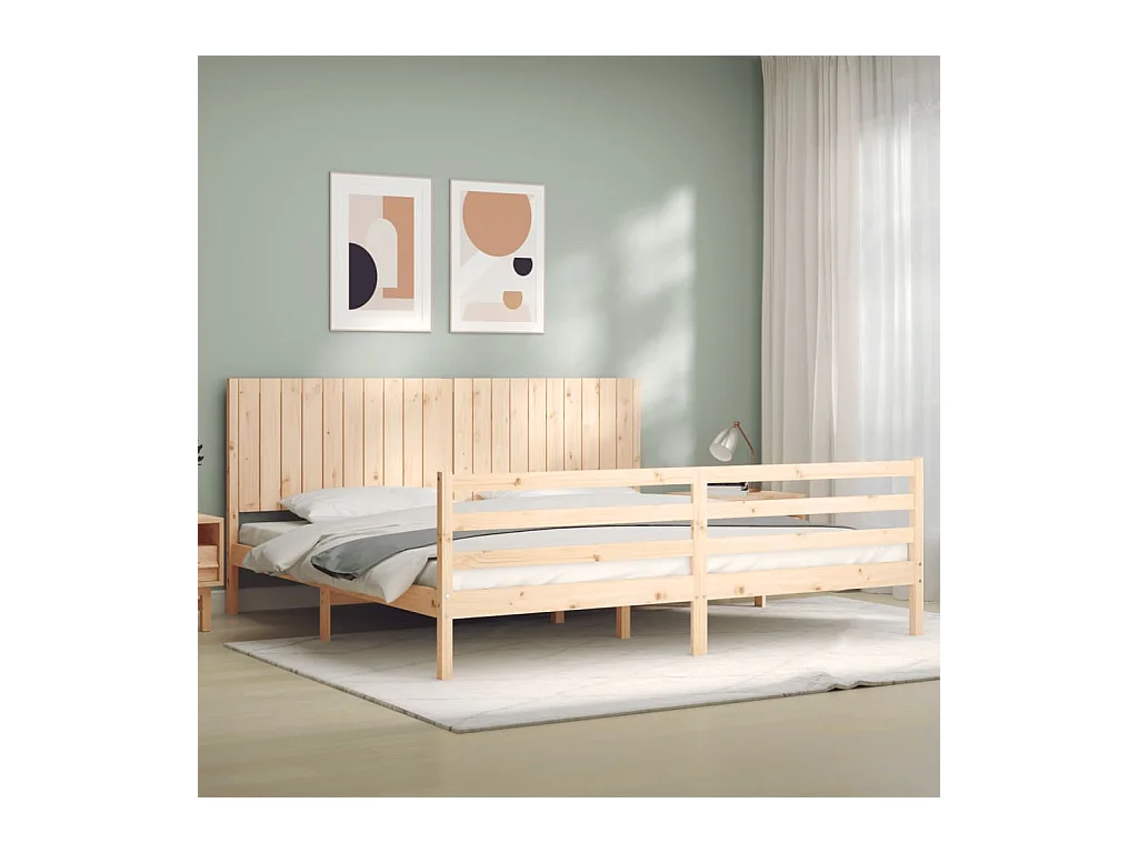 Massivholzbett mit Kopfteil 200x200 cm