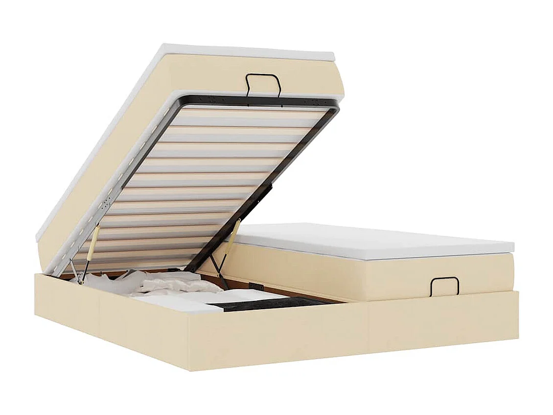 Ottoman bed met matrassen 200x200cm stof crèmekleurig