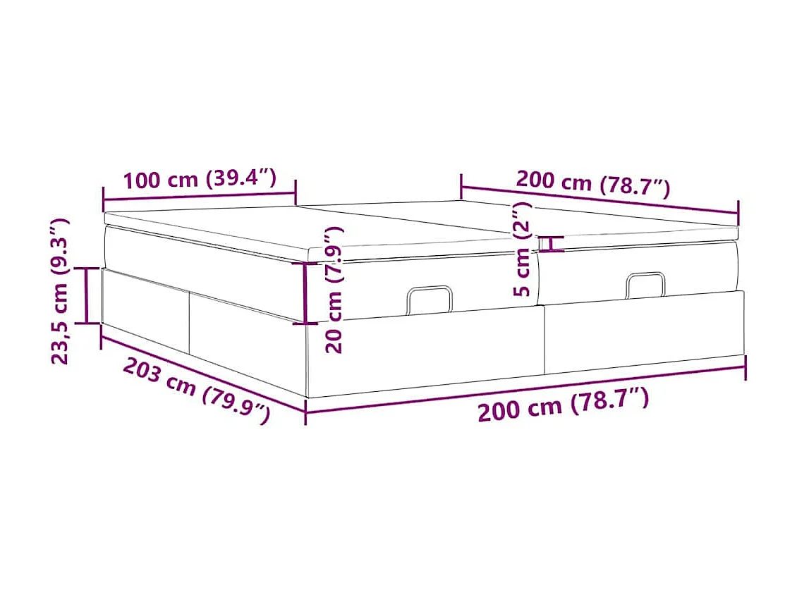 Ottoman bed met matrassen 200x200cm stof crèmekleurig