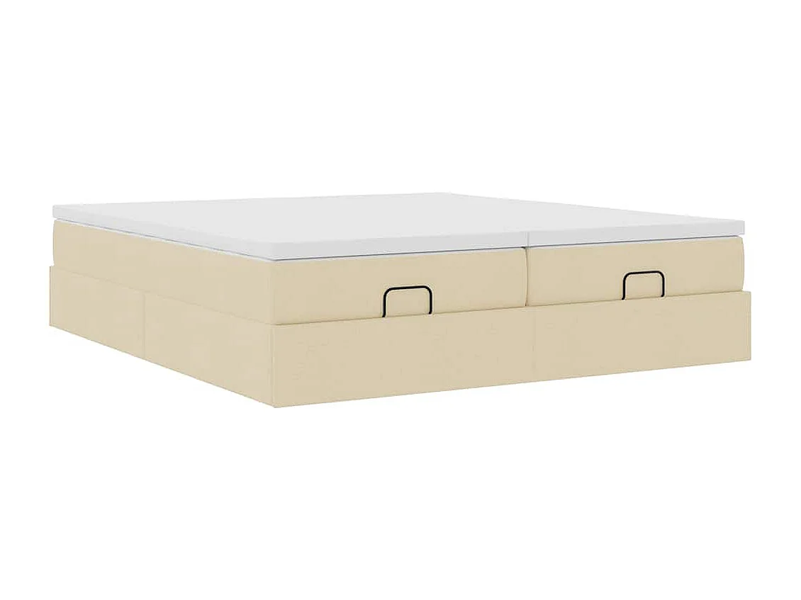 Ottoman bed met matrassen 200x200cm stof crèmekleurig
