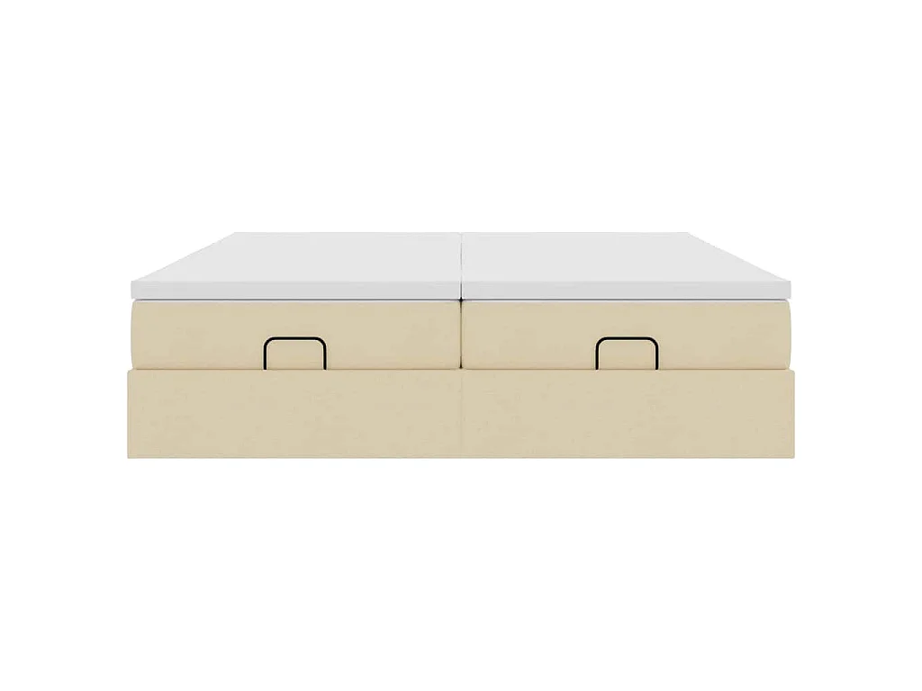 Struttura Letto Pouf con Materassi Crema 200x200 cm in Tessuto