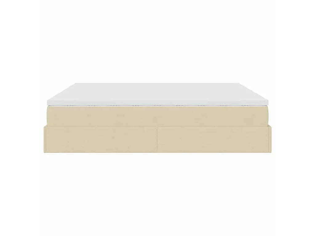 Struttura Letto Pouf con Materassi Crema 200x200 cm in Tessuto