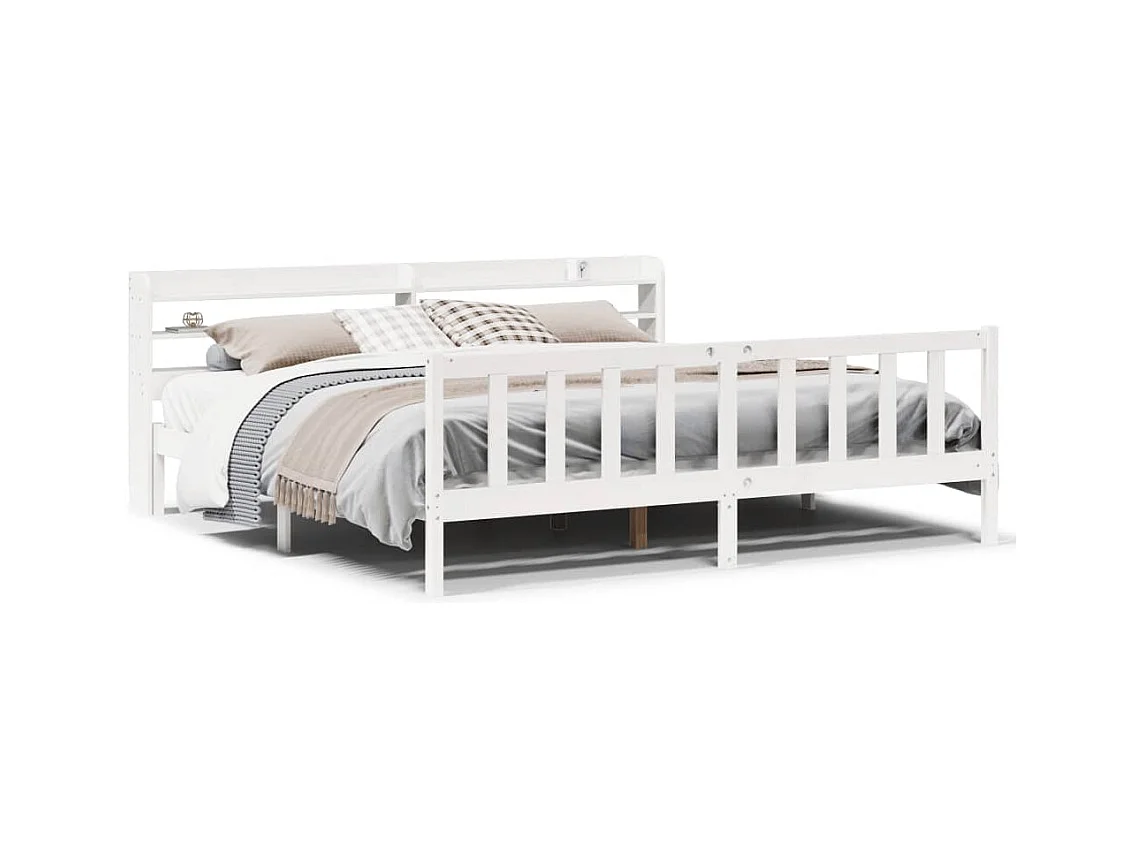 Cadre de lit sans matelas blanc 200x200 cm bois massif de pin