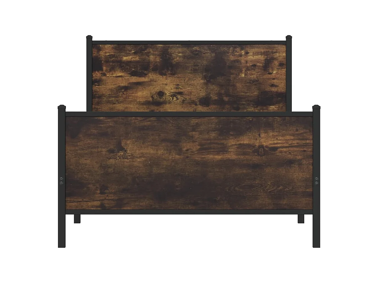 Cadre de lit en métal sans matelas chêne fumé 107x203 cm