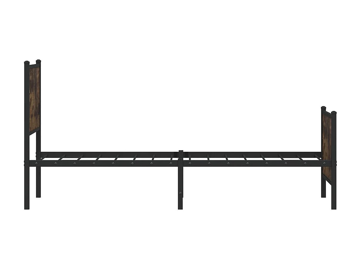 Cadre de lit en métal sans matelas chêne fumé 107x203 cm