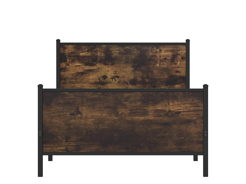 Cadre de lit en métal sans matelas chêne fumé 107x203 cm