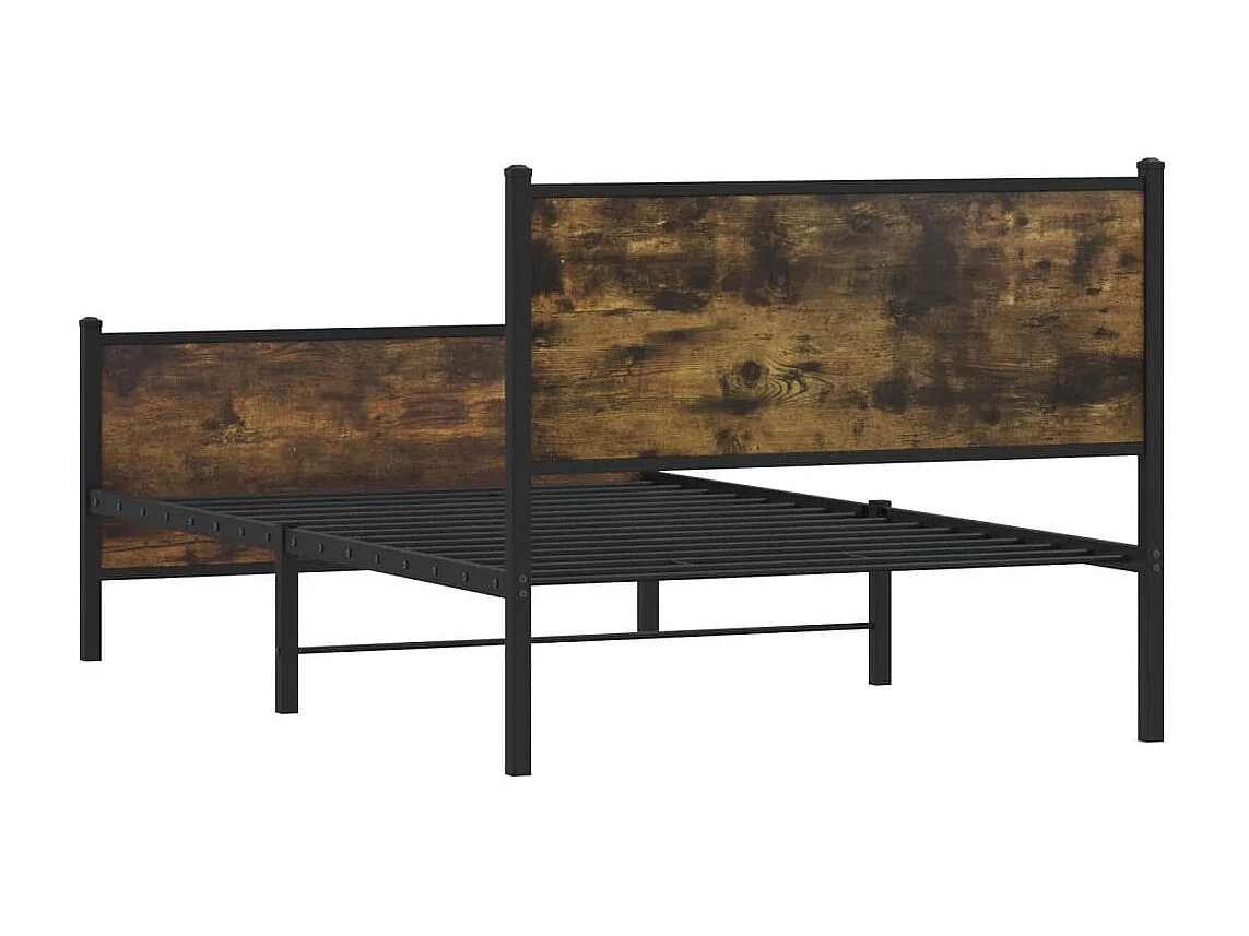 Cadre de lit en métal sans matelas chêne fumé 107x203 cm