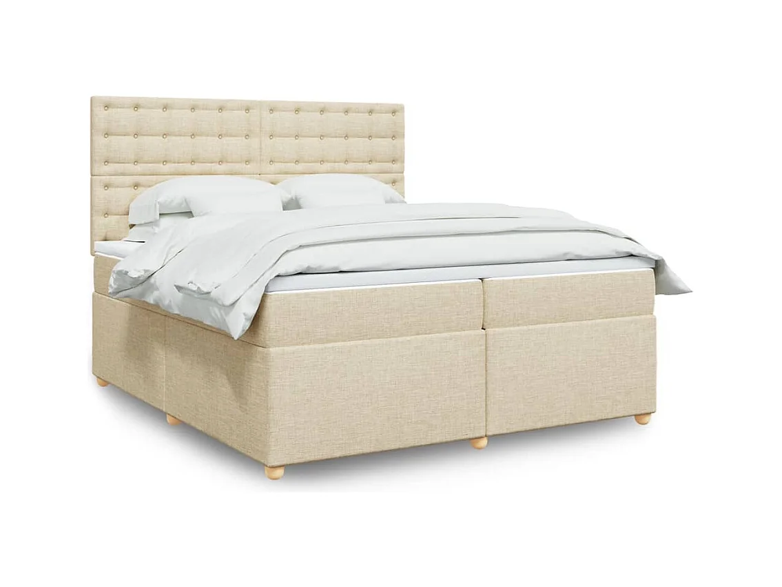 Sommier à lattes de lit avec matelas Crème 200x200 cm Tissu