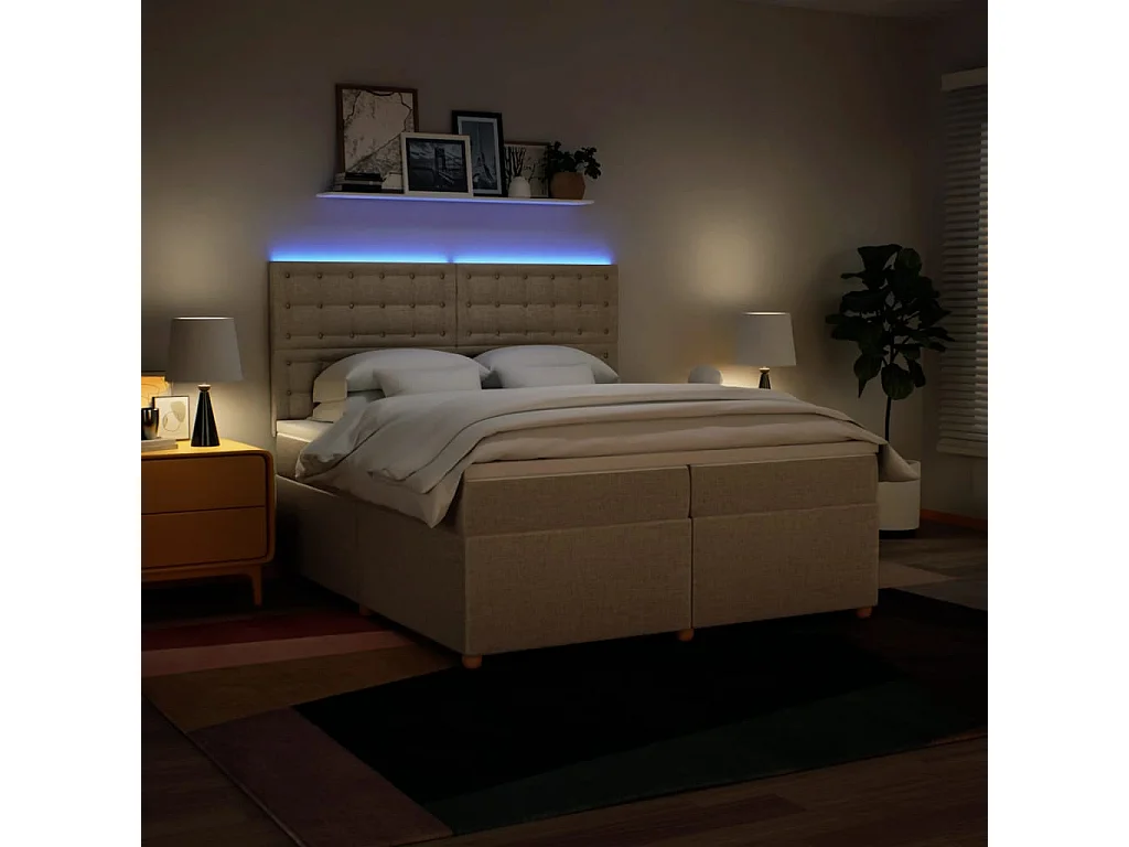 Boxspringbett mit Matratze Creme 200x200 cm Stoff