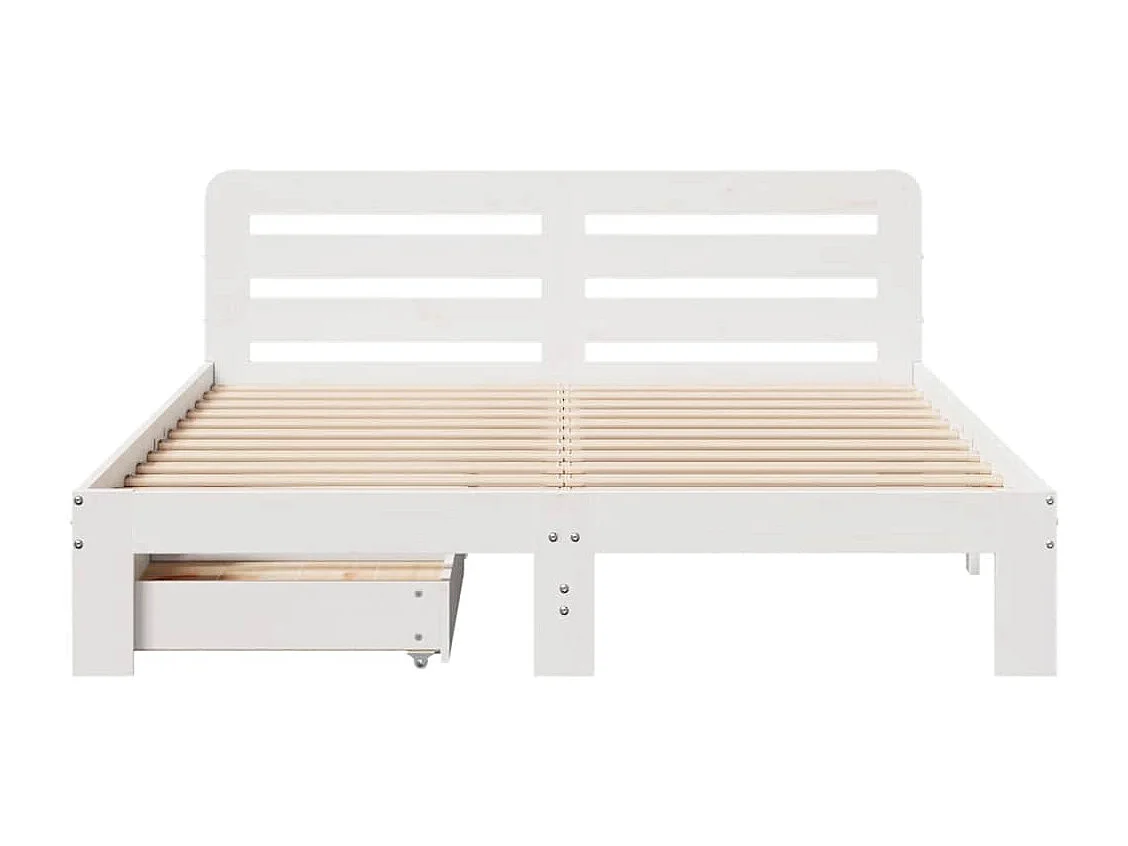 Cama sem colchão 150x200 cm madeira de pinho maciça branco