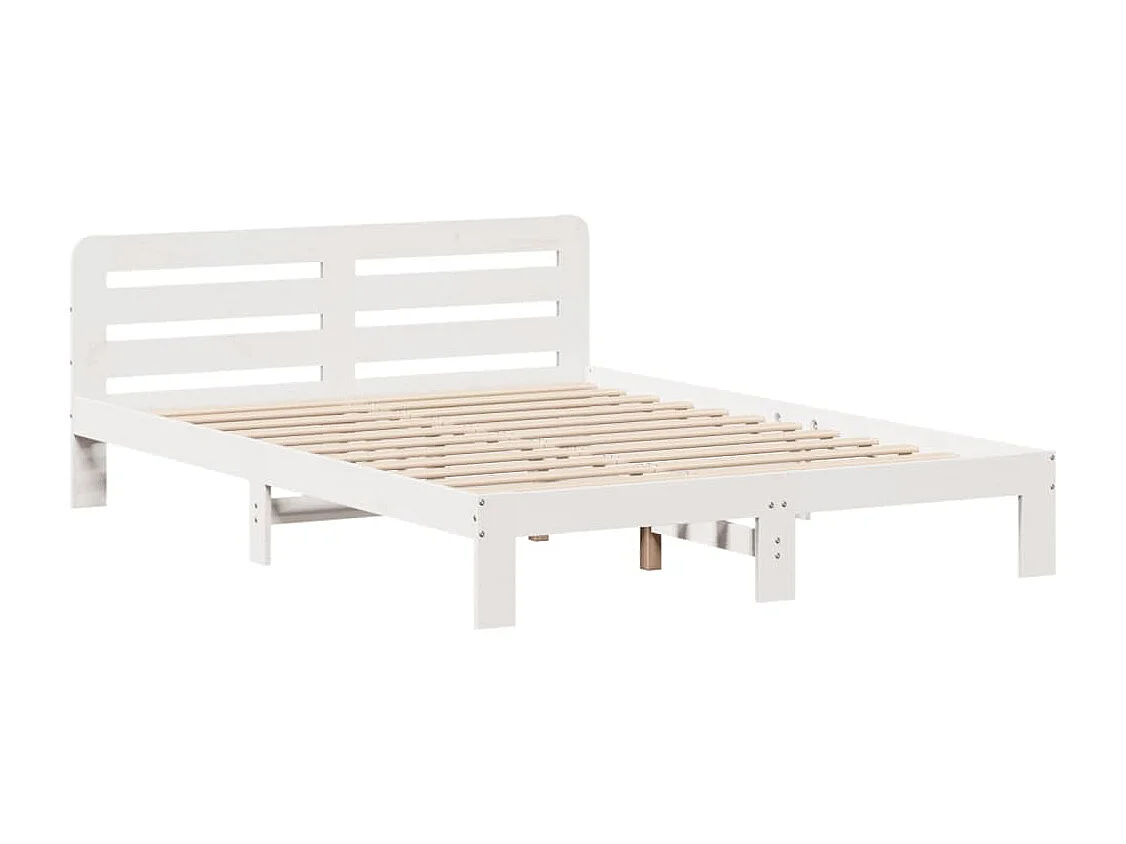 Cama sem colchão 150x200 cm madeira de pinho maciça branco
