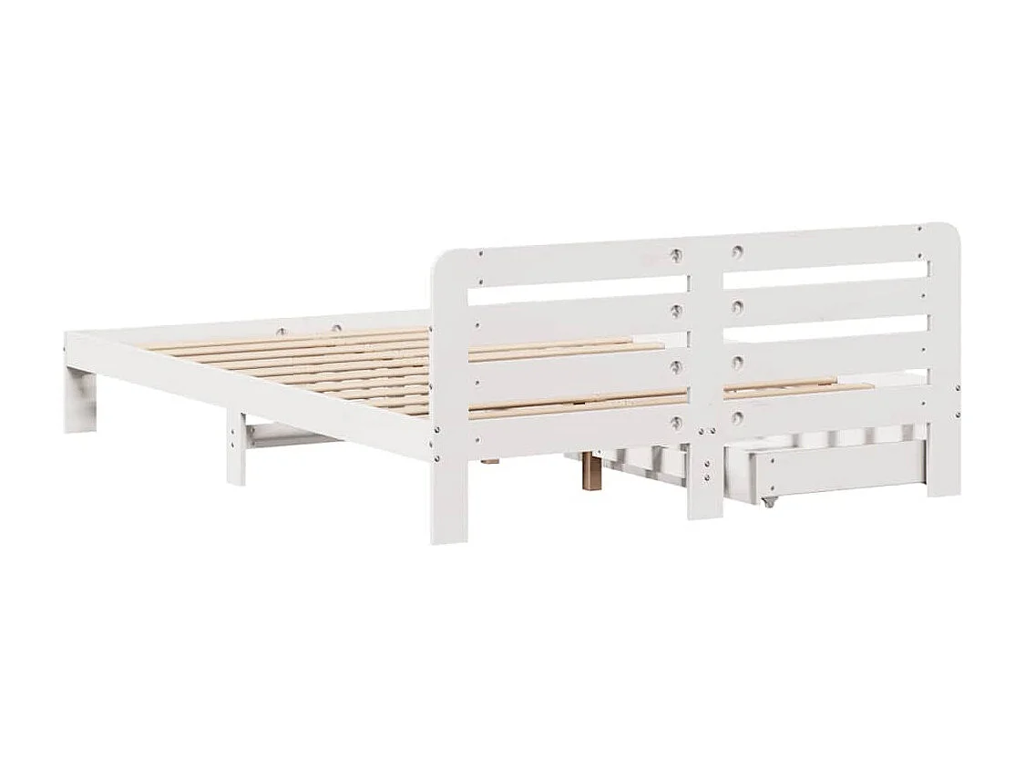 Cama sem colchão 150x200 cm madeira de pinho maciça branco