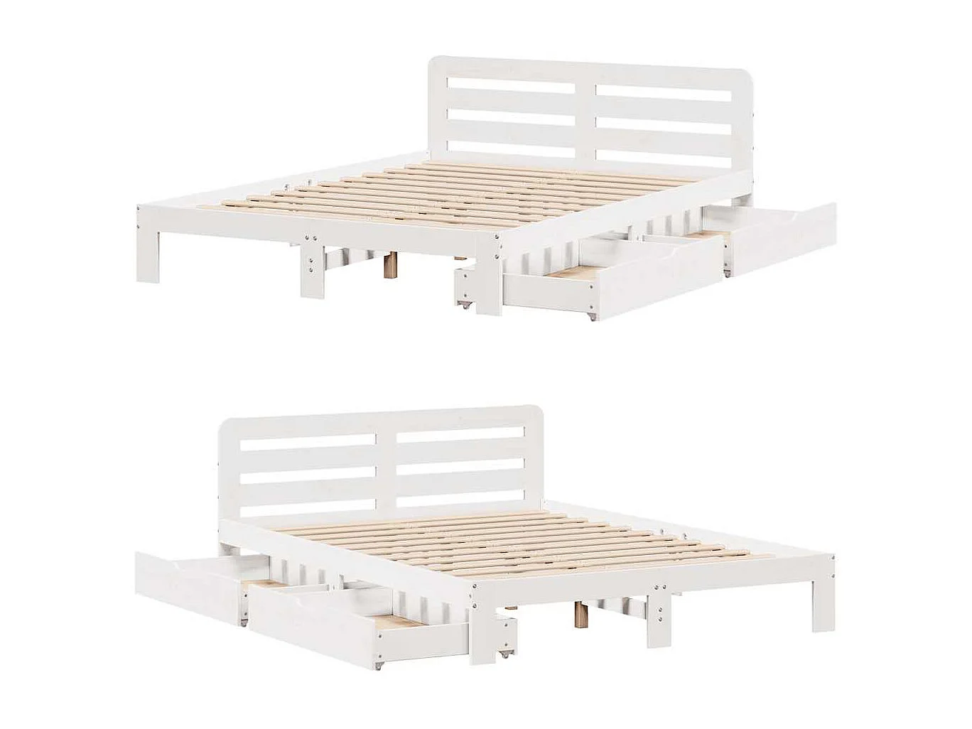 Cama sem colchão 150x200 cm madeira de pinho maciça branco