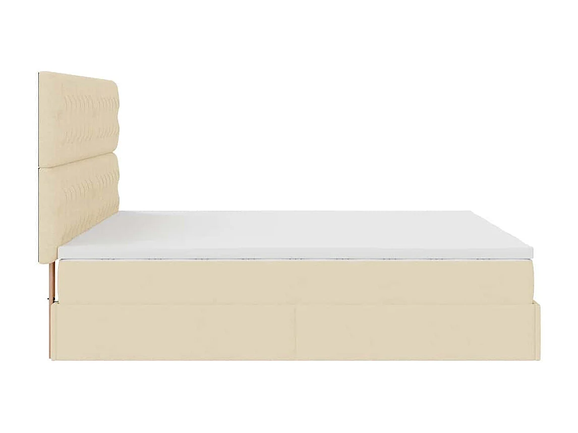 Ottoman bed met matrassen en LED's 200x200cm stof crèmekleurig