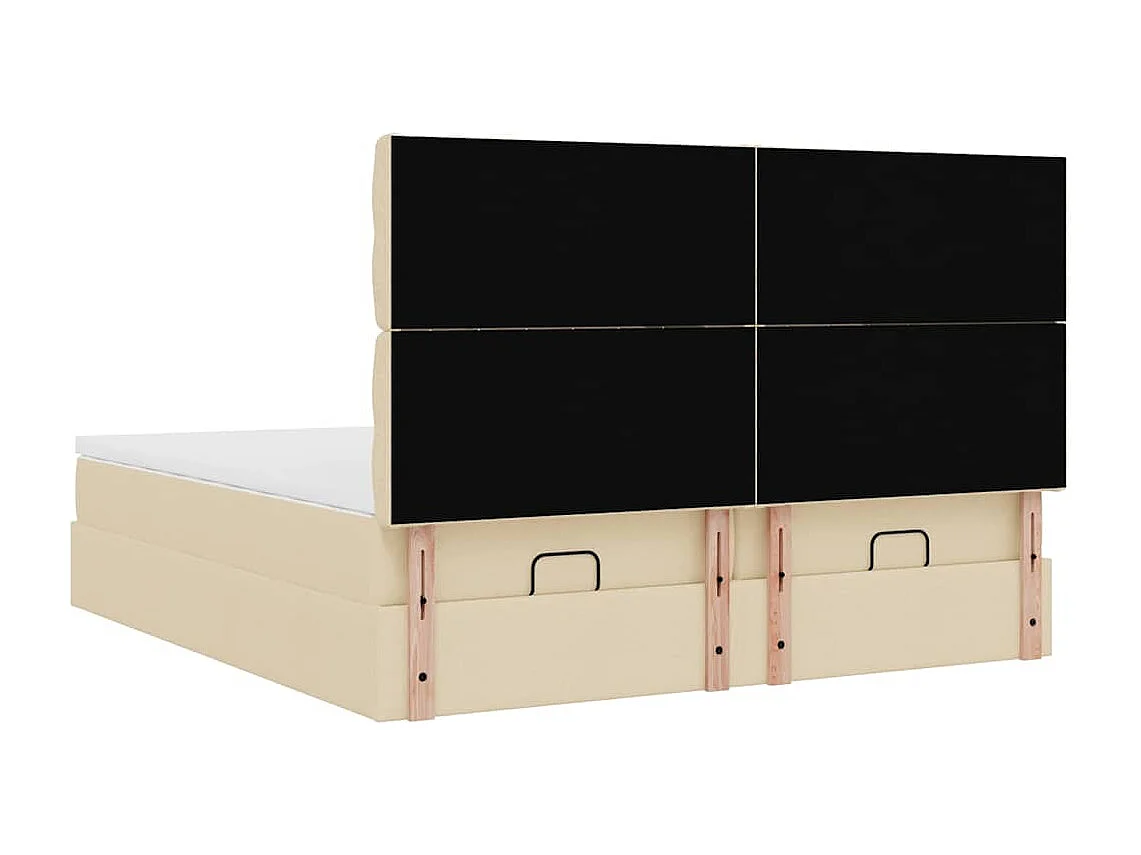 Ottoman bed met matrassen en LED's 200x200cm stof crèmekleurig