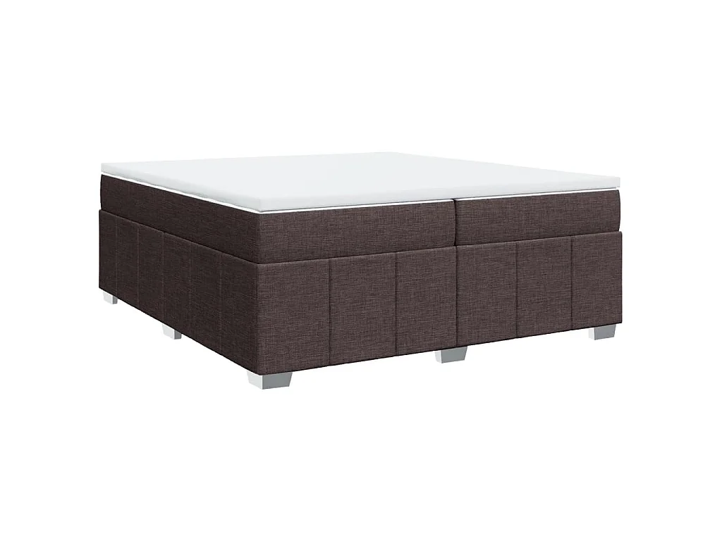 Cama box spring con colchón tela marrón oscuro 200x200 cm