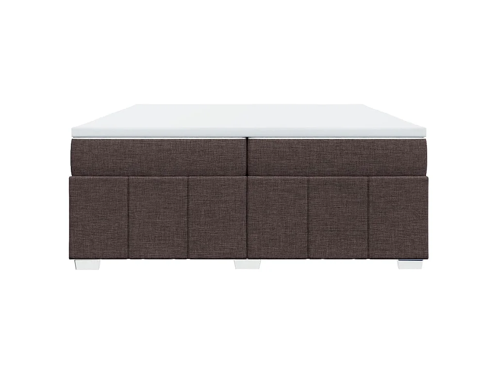 Cama box spring con colchón tela marrón oscuro 200x200 cm