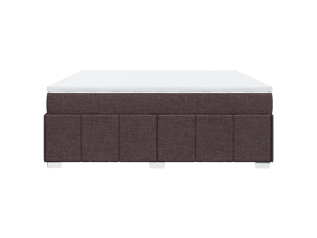 Cama box spring con colchón tela marrón oscuro 200x200 cm