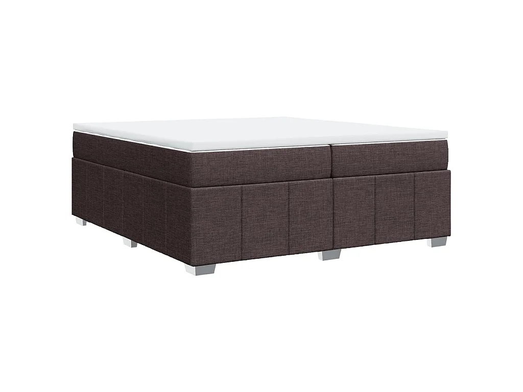 Cama box spring con colchón tela marrón oscuro 200x200 cm