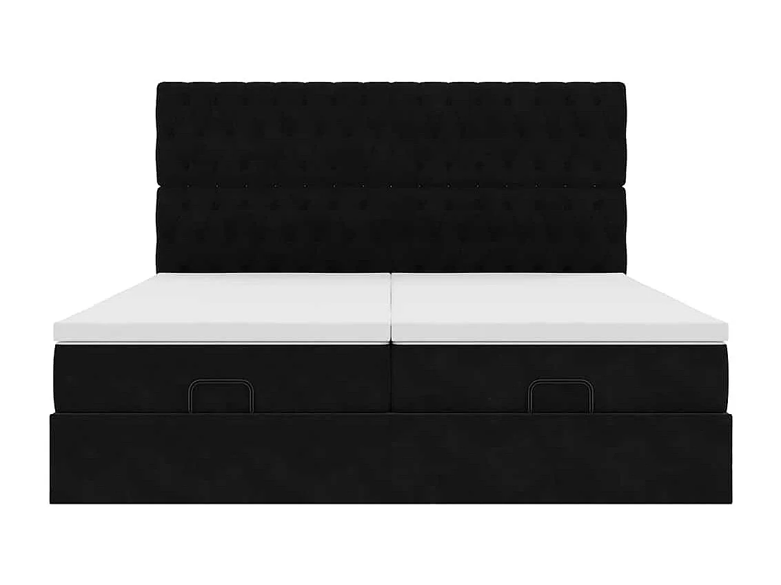 Ottoman bed met matrassen 200x200cm fluweel zwart