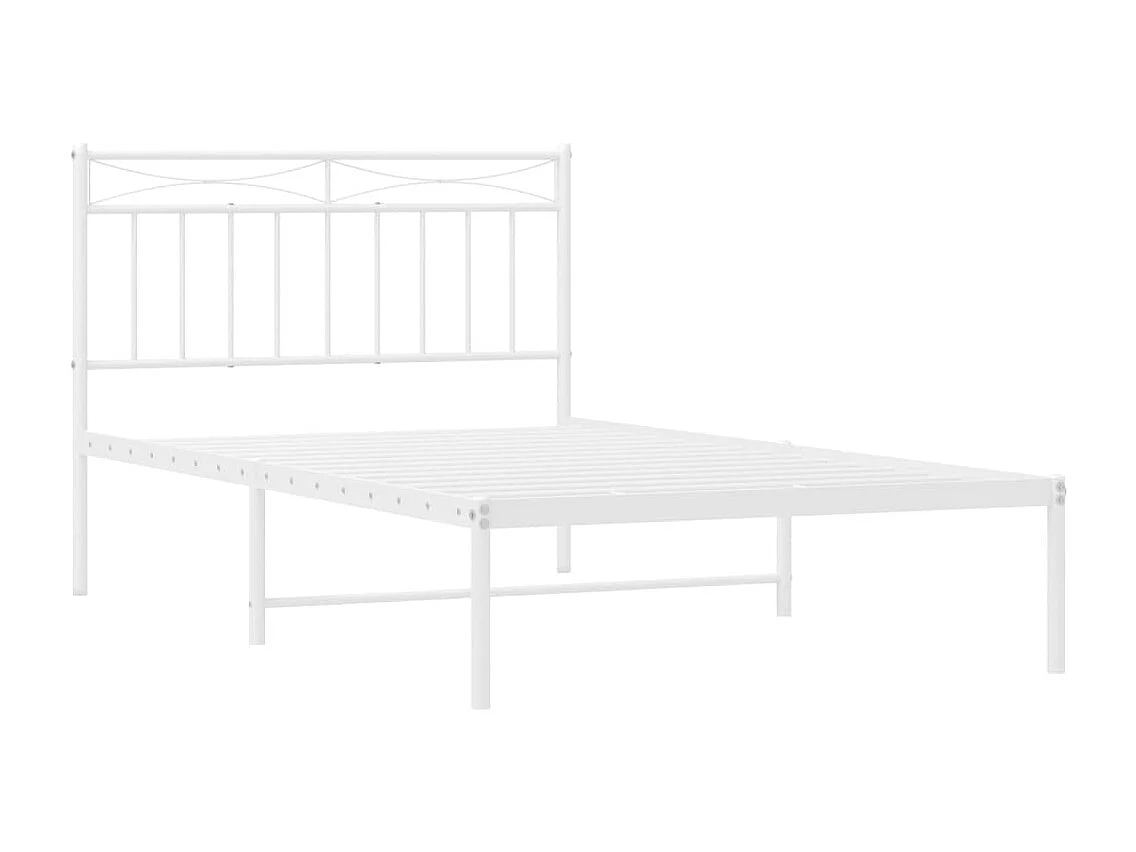 Bettgestell mit Kopfteil Metall Weiß 107x203 cm