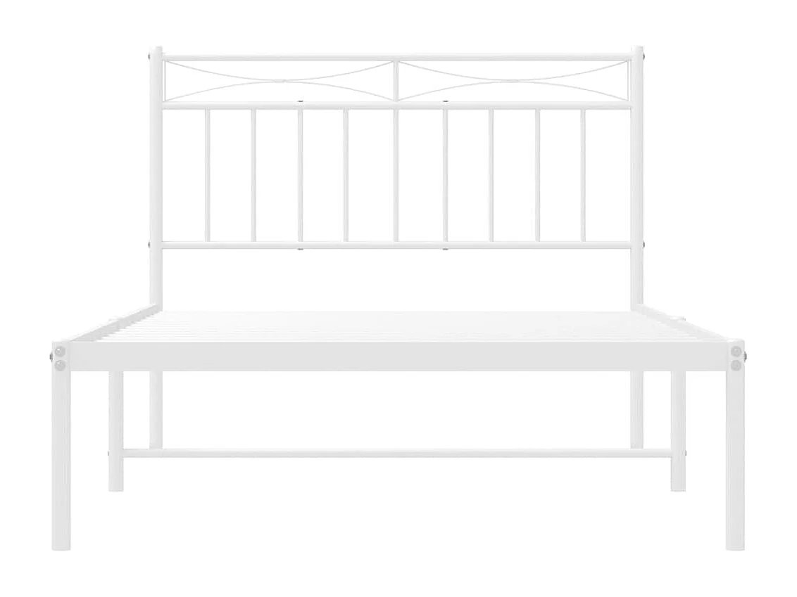 Cadre de lit métal sans matelas et tête de lit blanc 107x203 cm