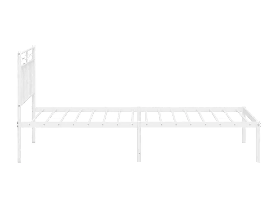 Cadre de lit métal sans matelas et tête de lit blanc 107x203 cm