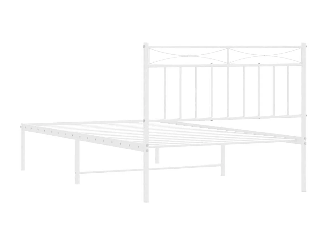 Cadre de lit métal sans matelas et tête de lit blanc 107x203 cm