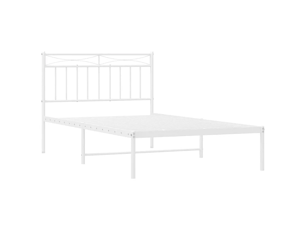 Cadre de lit métal sans matelas et tête de lit blanc 107x203 cm