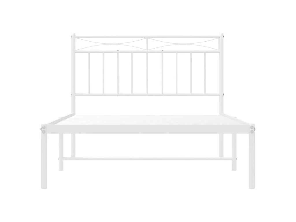 Cadre de lit métal sans matelas et tête de lit blanc 107x203 cm