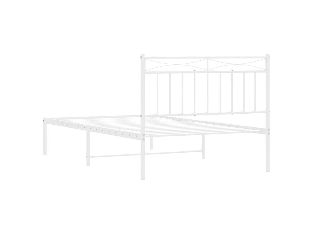 Cadre de lit métal sans matelas et tête de lit blanc 107x203 cm
